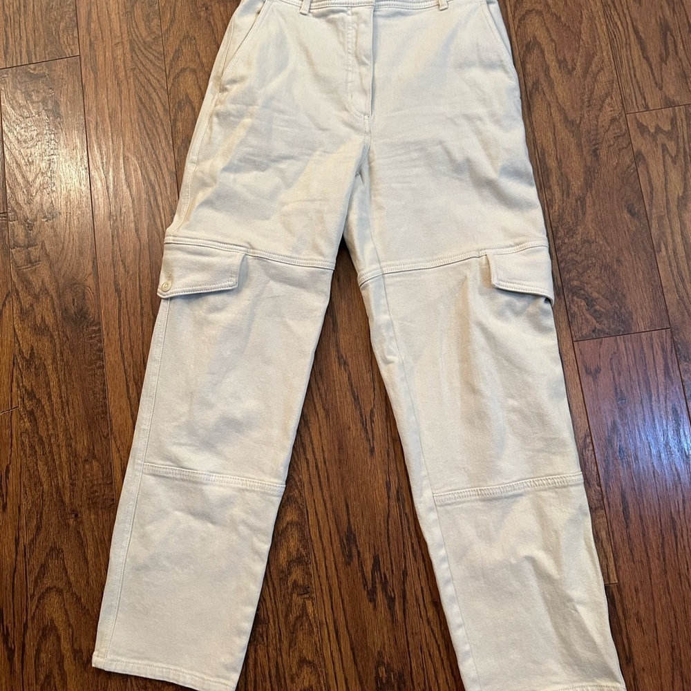 Wilfred Cream Straight Leg Jumpsuit with Textured Fabric